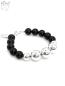 Preview: Onyx Armband mit großen Silberkugeln
