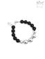 Preview: Onyx Armband mit großen Silberkugeln