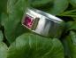 Preview: Bandring aus Silber mit in Gold gefassten Rhodolith