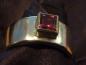 Preview: Bandring aus Silber mit in Gold gefassten Rhodolith