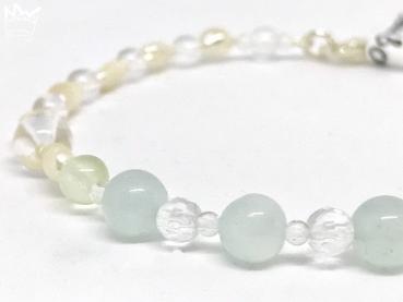 Preview: Perlen / Bergkristall /Aquamarin / Prehnitarmband
