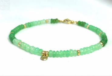 Preview: Chrysopras Armband mit Gold