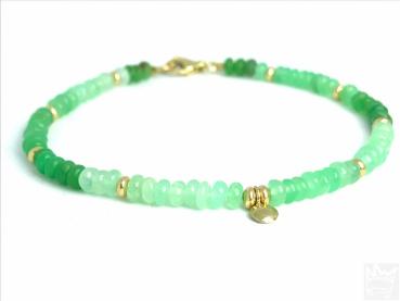 Preview: Chrysopras Armband mit Gold