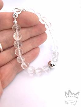 Preview: Bergkristall Armband mit Silberkugel