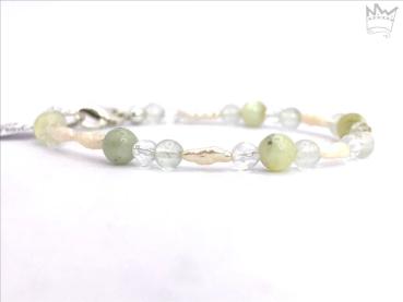 Preview: Edelsteinarmband in pastellfarbenen Grüntönen