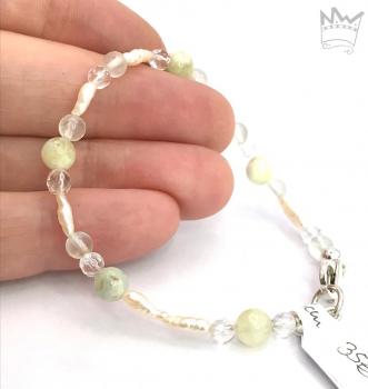 Preview: Edelsteinarmband in pastellfarbenen Grüntönen