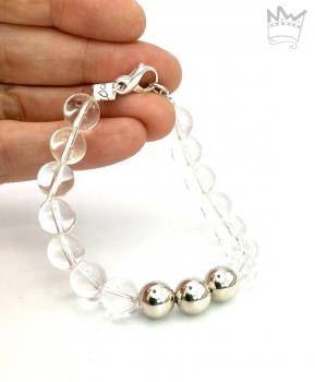 Bergkristall Armband mit Silberkugeln