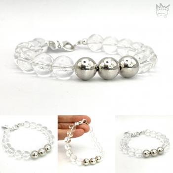 Preview: Bergkristall Armband mit Silberkugeln