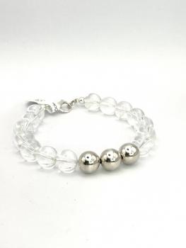 Bergkristall Armband mit Silberkugeln
