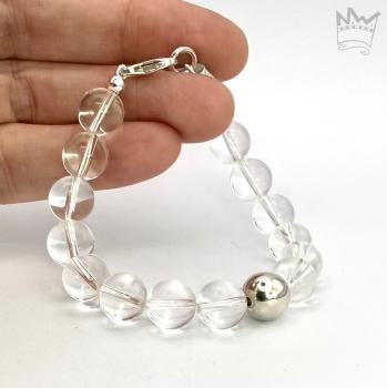 Bergkristall Armband mit 1 Silberkugel