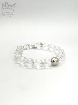 Preview: Bergkristall Armband mit 1 Silberkugel