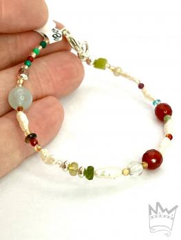 Preview: Armband Perle mit Edelsteinen