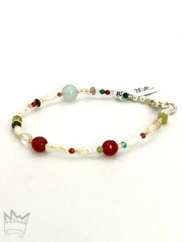 Preview: Armband Perle mit Edelsteinen