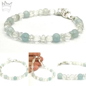 Aquamarin- Bergkristall Armband