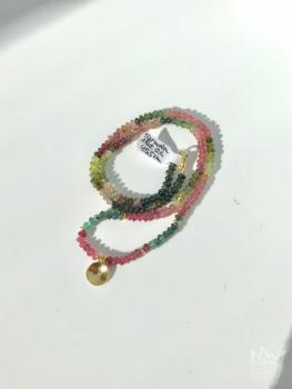 Preview: Eine zauberhafte Turmalinkette aus linsenförmigen Turmalinperlen mit einem wunderschönen Farbverlauf