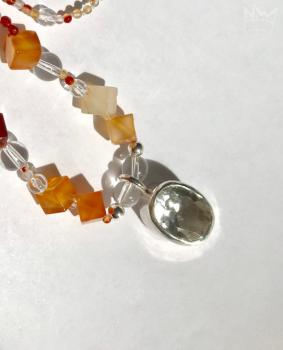 Preview: Karneol mit Bergkristall Kette