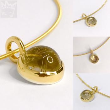 Preview: Rutilquarzanhänger mit Goldreif