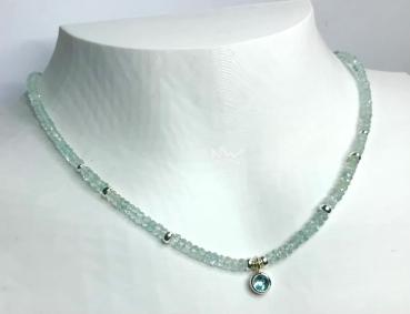 Aquamarin Kette mit Silber