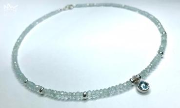 Aquamarin Kette mit Silber