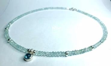 Aquamarin Kette mit Silber