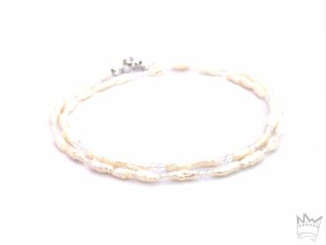 Preview: Zarte Perlenkette mit Bergkristall