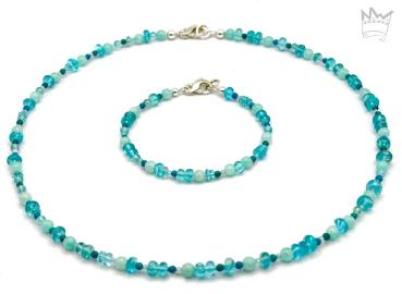 Edelsteinkette in Türkistönen + Edelsteinarmband in Türkis
