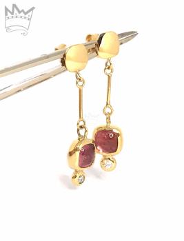 Preview: Turmalin Ohrhänger mit Brillant