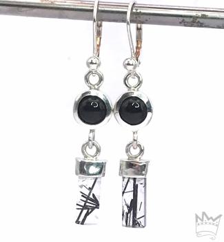 Preview: Onyx-Turmalinquarz Ohrhänger