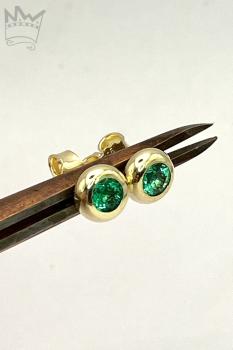 Smaragd Ohrstecker 14kt Gelbgold