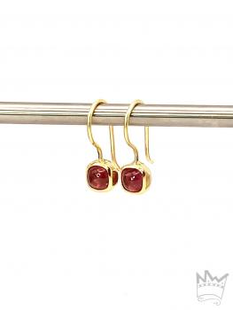 Preview: Rosafarbige Turmalinohrhänger in Gelbgold