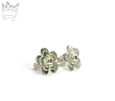 Preview: Blumenohrstecker mit Bergkristall