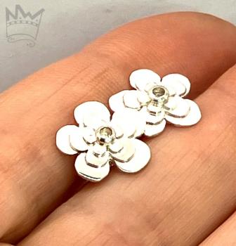 Preview: Blumenohrstecker mit Bergkristall