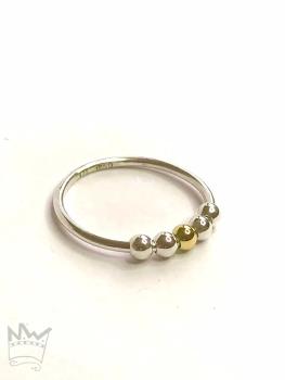Preview: Fidget Ring mit einer Goldkugel