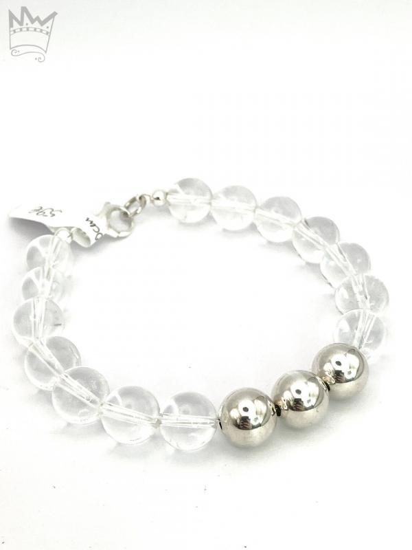 Bergkristall Armband mit Silberkugeln