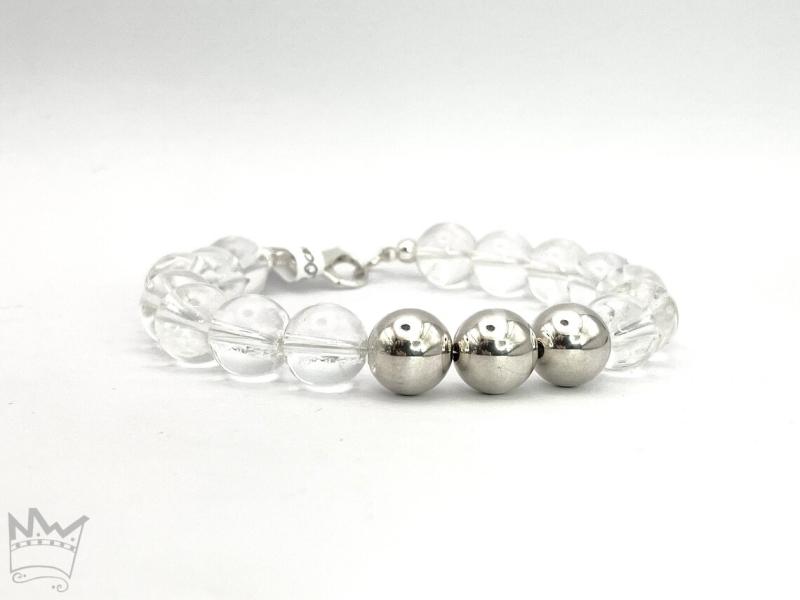 Bergkristall Armband mit Silberkugeln