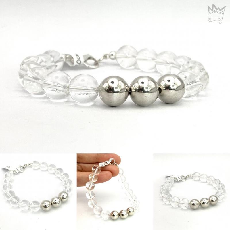 Bergkristall Armband mit Silberkugeln