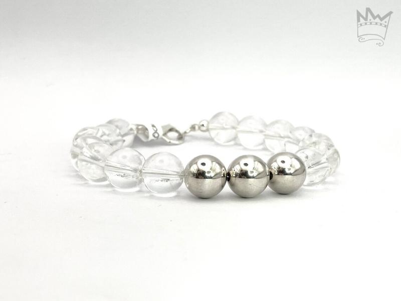 Bergkristall Armband mit Silberkugeln
