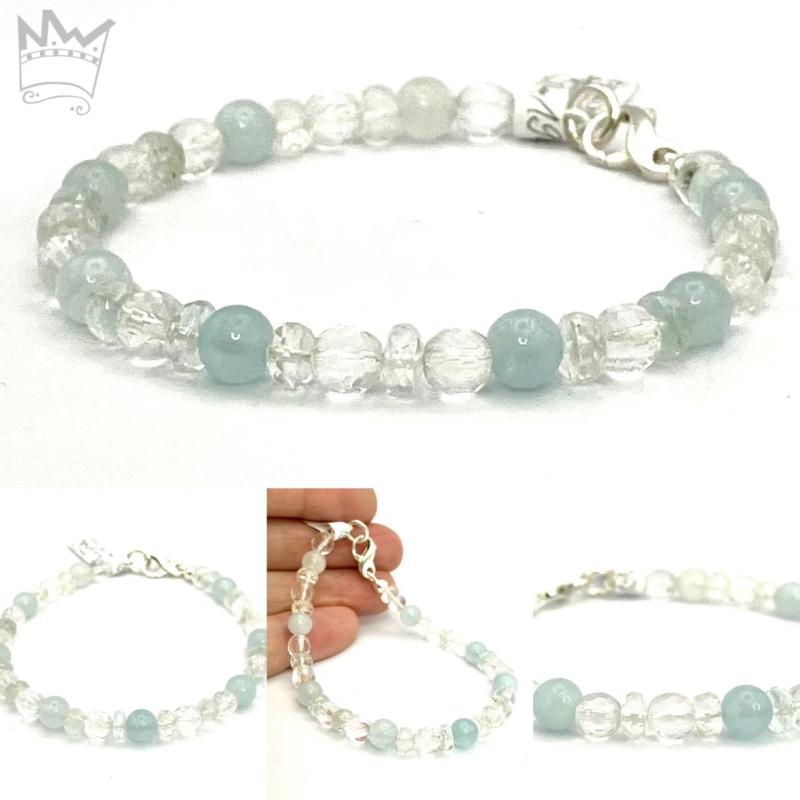Aquamarin- Bergkristall Armband