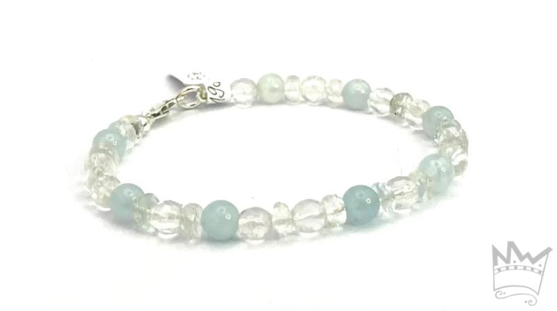 Aquamarin- Bergkristall Armband