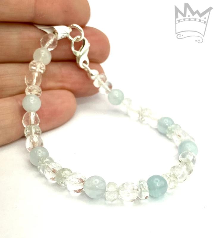 Aquamarin- Bergkristall Armband