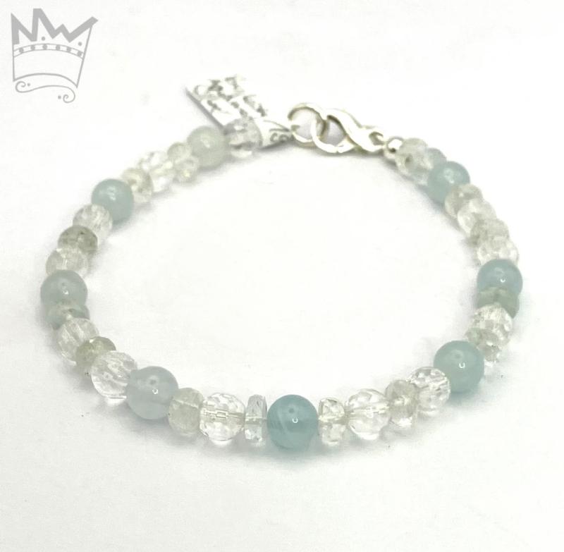 Aquamarin- Bergkristall Armband