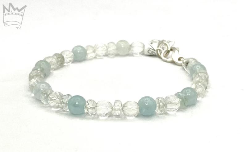 Aquamarin- Bergkristall Armband