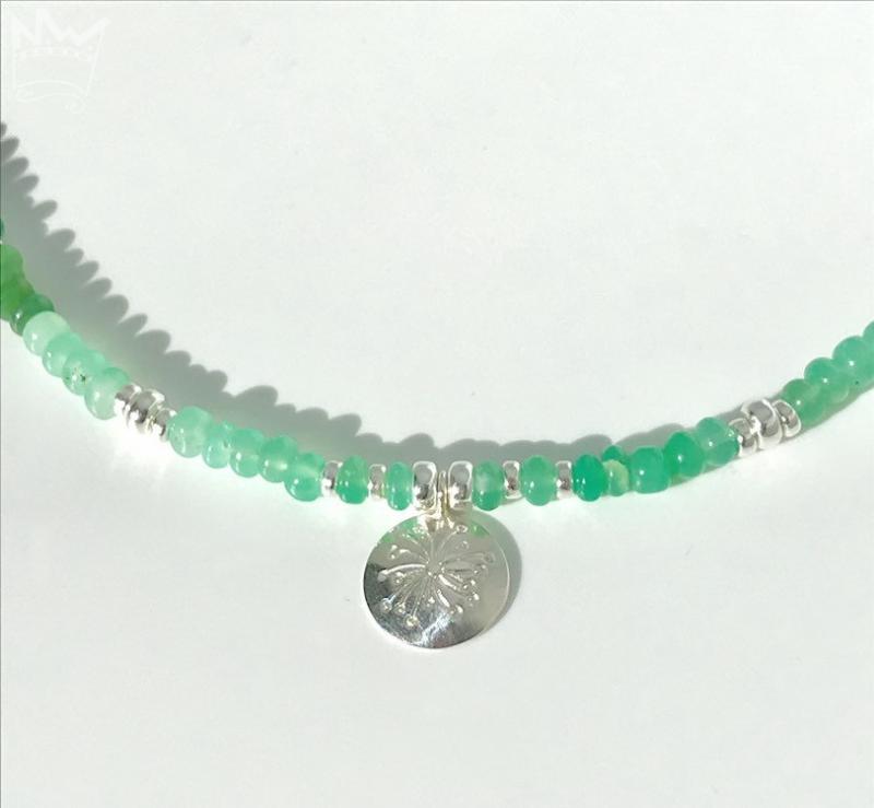 Chrysopras Kette mit Silberanhänger