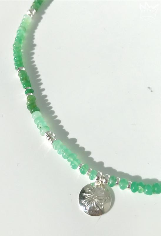 Chrysopras Kette mit Silberanhänger