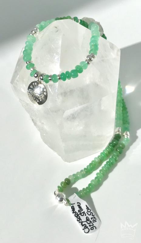 Chrysopras Kette mit Silberanhänger