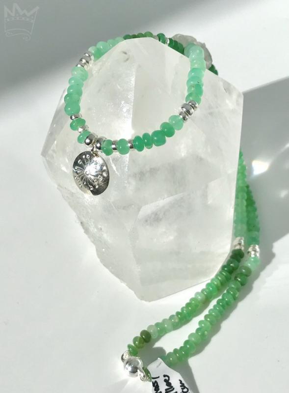 Chrysopras Kette mit Silberanhänger