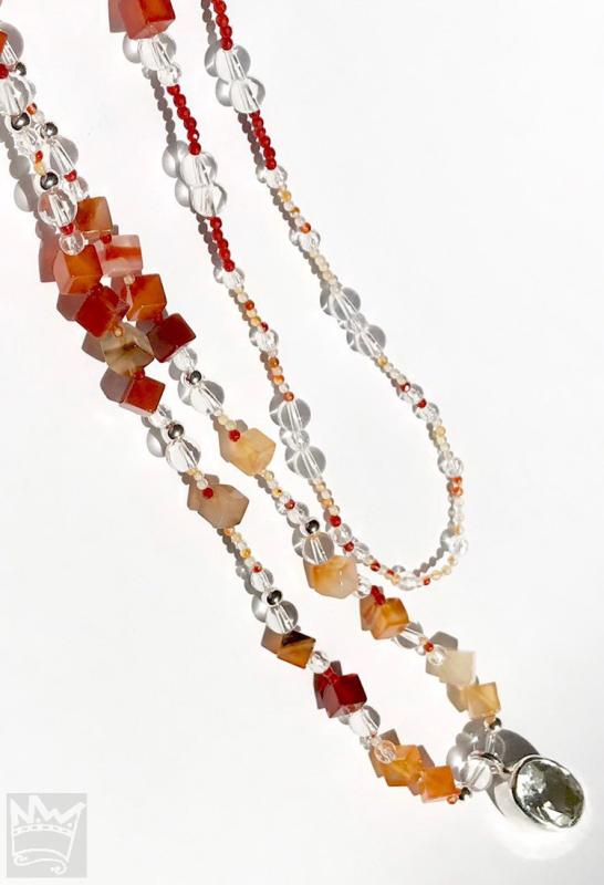 Karneol mit Bergkristall Kette