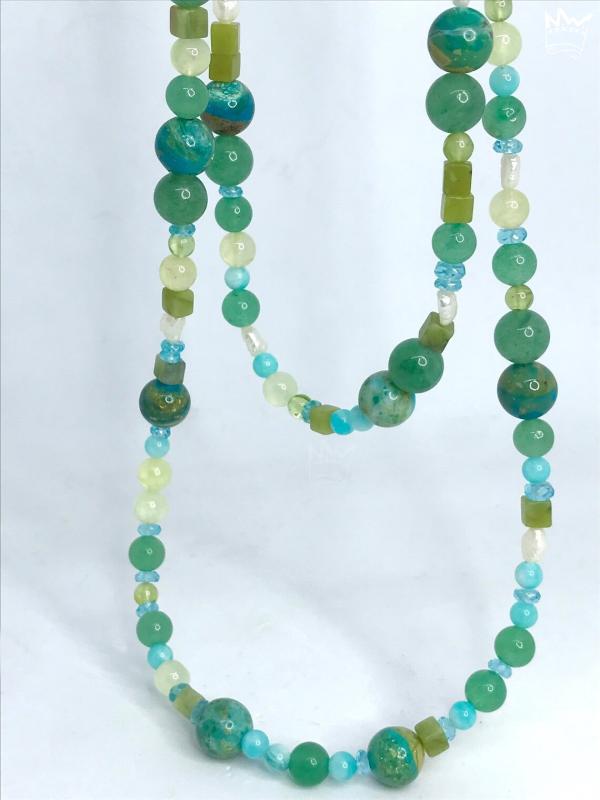Edelsteinkette in Grün/Türkis