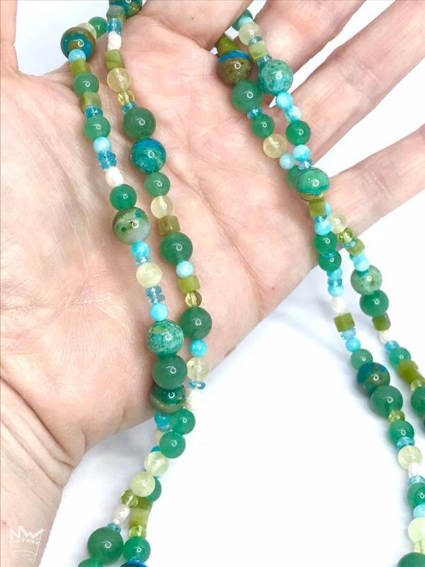 Edelsteinkette in Grün/Türkis