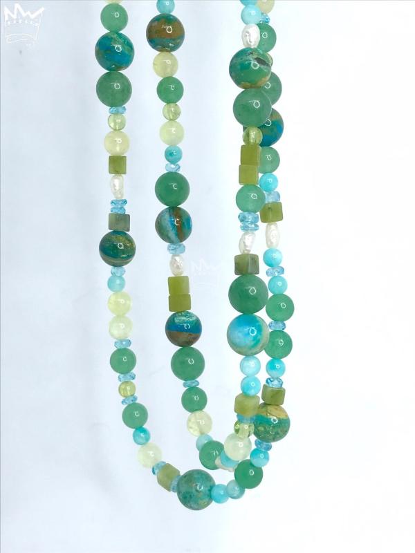 Edelsteinkette in Grün/Türkis